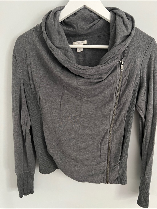 Caslon Sweaters - Caslon Gray Asymmetric Zip Cowl Sweater Hoodie